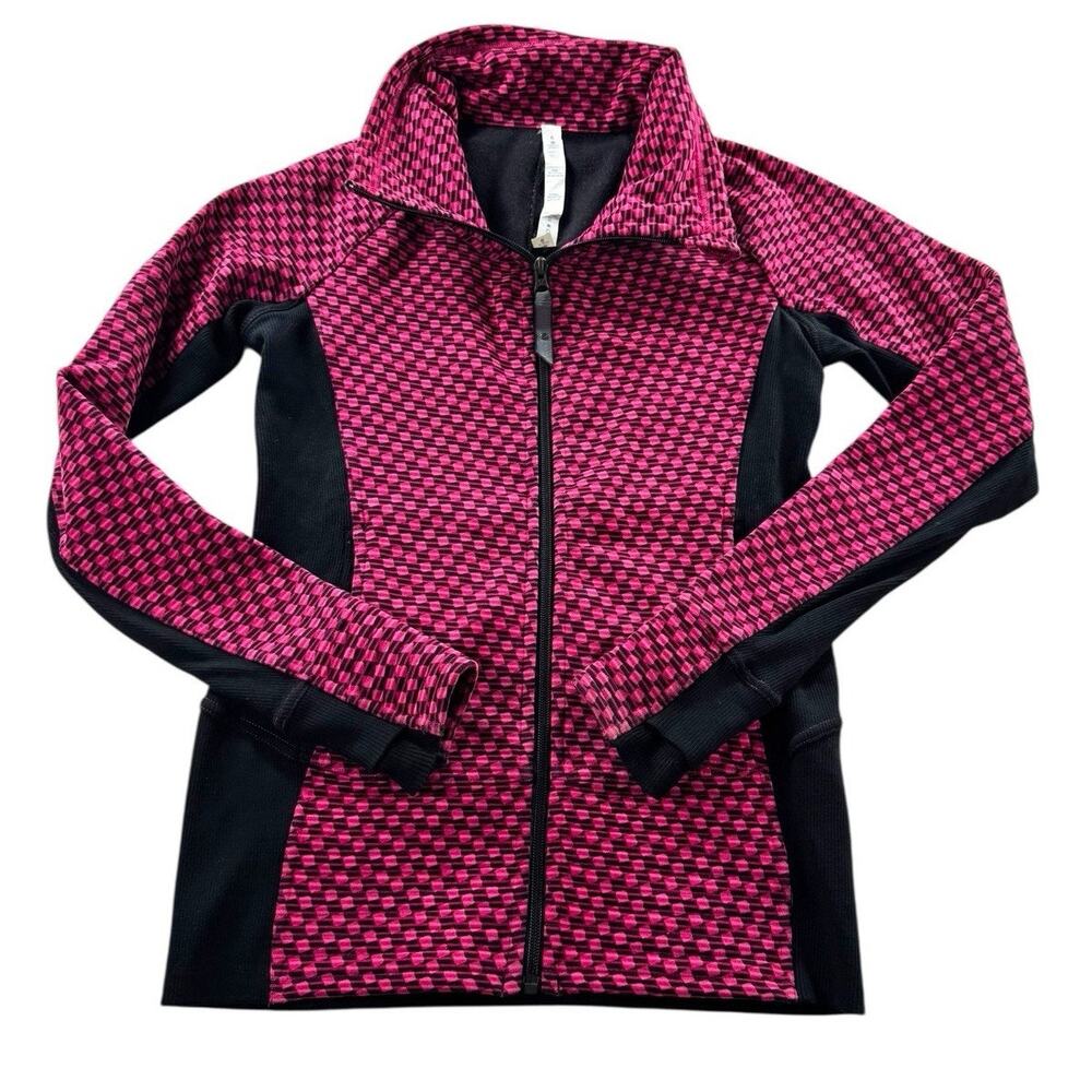 Lululemon Radiant Jacket Womens 6 Deep Dive Berry Rumble Black Full Zip Athletic